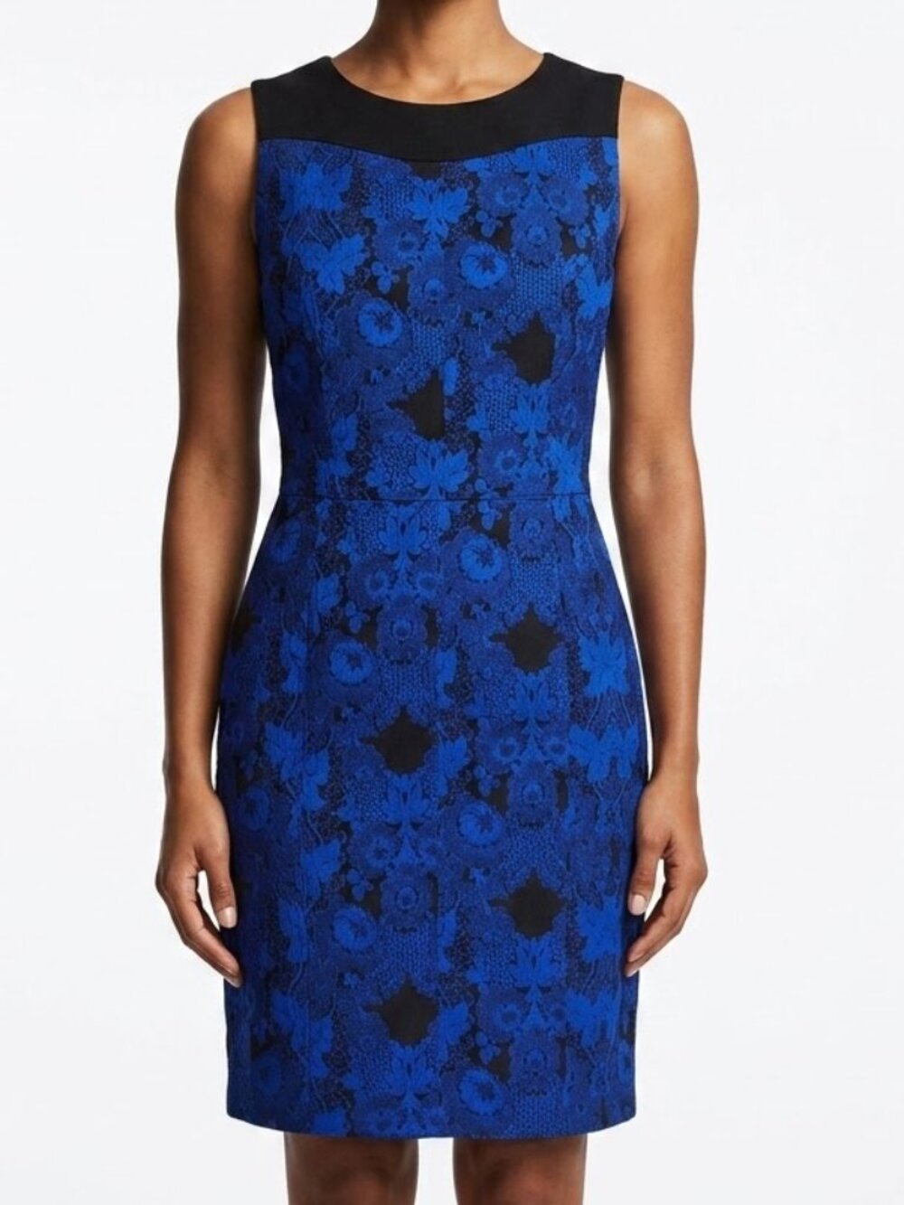 Ali Ro Whimsigoth Blue Black Lace Jacquard Sheath Bodycon Faux Leather Dress 6